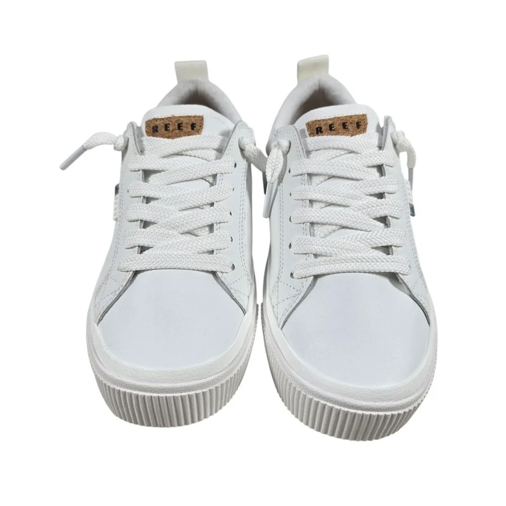 Reef Lay Day Dawn Shoes White Leather Low Top Comfort Sneakers Women's Size 9.5